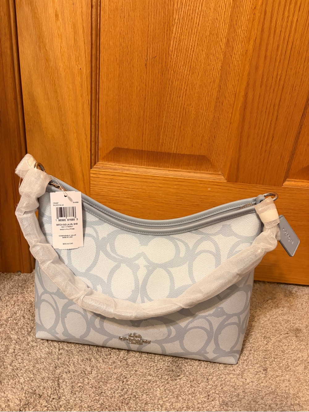 Coach Sketch Signature Laurel Shoulder Bag Ice Blue